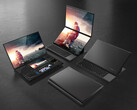 Das Compal Envision Duo bietet zwei riesige Displays, die Tastatur und das Trackpad verstecken sich unter einem der Bildschirme. (Bild: Compal)