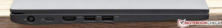 Links: Ladebuchse, USB Typ-C/DisplayPort, HDMI, USB 3.0 x2