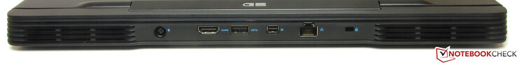 Rückseite: Netzanschluss, HDMI, USB 3.2 Gen 1 (Typ-A), Mini Displayport, Gigabit-Ethernet, Steckplatz für ein Kabelschloss