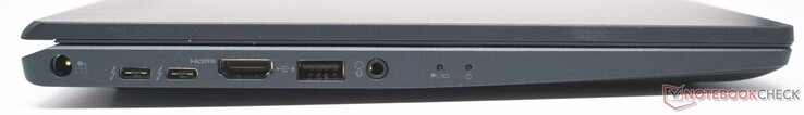 Spannungsversorgung Hohlbuchse, 2 x USB-Typ-C 3.2 Gen 2 mit Thunderbolt 4 und PD, HDMI 2.0, USB-Typ-A Gen 3.2 mit USB-Sleep-and-Charge, 3,5-mm-Headset-Klinke