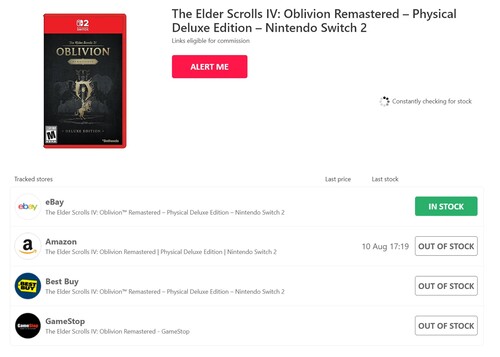 Oblivion Remastered für Switch 2 ist in den USA vielerorts ausverkauft