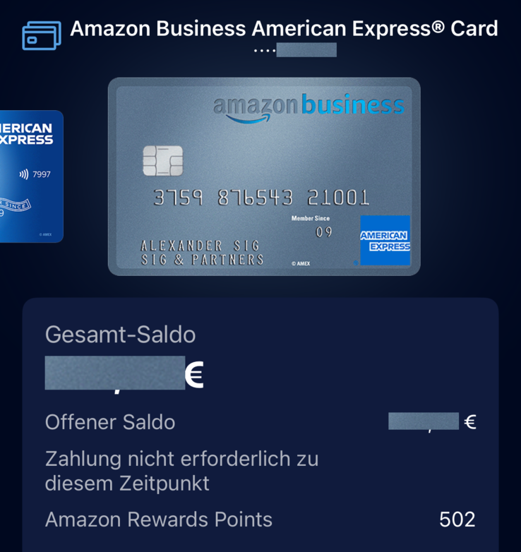 Die Amazon-Amex in der iOS-App. (Screenshot: Notebookcheck.com)