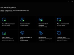 Das Dashboard der Windows-Sicherheits-App mit der Übersicht „Sicherheit auf einen Blick“.