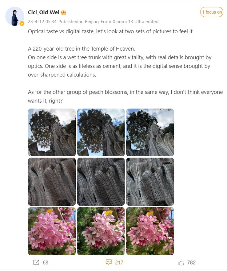 Eine Produktmanagerin für Xiaomi vergleicht Ergebnisse der Xiaomi 13 Ultra Kamera gegen nicht namentlich genannt Konkurrenten.