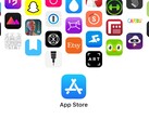 App Store Logo mit Icons von populären Apps