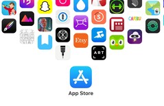 App Store Logo mit Icons von populären Apps