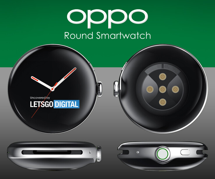 Oppo arbeitet laut einem Patent an einer runden Smartwatch. (Bild: LetsGoDigital)