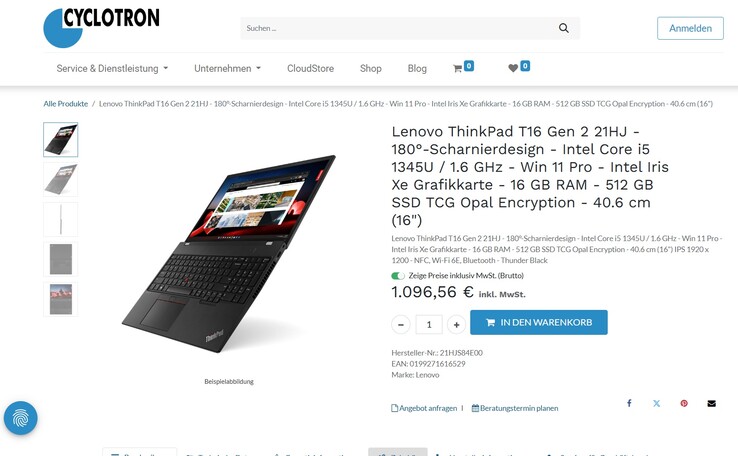 Lenovo ThinkPad T16 G2 (21HJS84E00) im Angebot für 1.096,56 Euro.