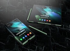 Das Galaxy Z Fold Tab: Ein Samsung Patent zum doppelt und beidseitig faltbaren &quot;Ultra-Tablet&quot; wird in Renderbildern zum Leben erweckt. (Bild: LetsGoDigital)