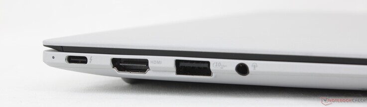 Links: USB-C 4.0 Thunderbolt 4 mit DisplayPort + Power Delivery, HDMI 2.1 TMDS, USB-A 3.2 Gen. 2, 3,5-mm-Audio