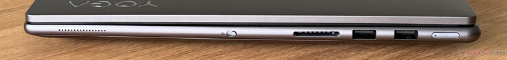 Rechts: Webcam eShutter, SD-Kartenleser, 2x USB-A 3.2 Gen.1 (5 Gbit/s), Power Button