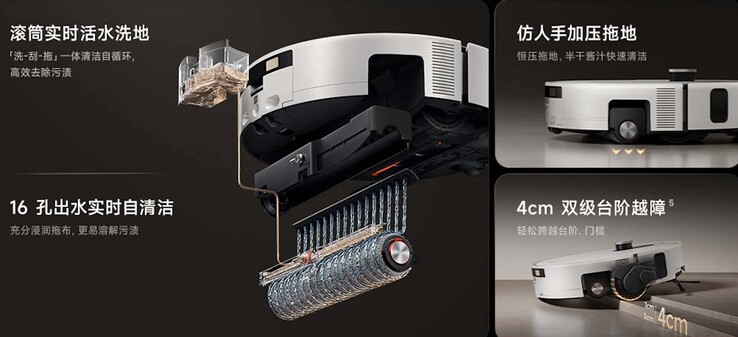 Eine Wischwalze ist vorhanden, Absätze soll das Modell überwinden können