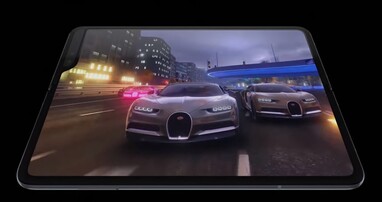 Die asymmetrische Notch am 7,3 Zoll-Display ...