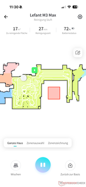 Übersicht mit Reinigungs-Fortschritt