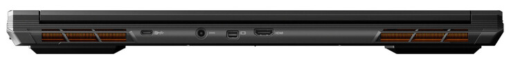 Rückseite: USB 3.2 Gen 2 (USB-C; Displayport), Netzanschluss, Mini Displayport 1.4a, HDMI 1.4