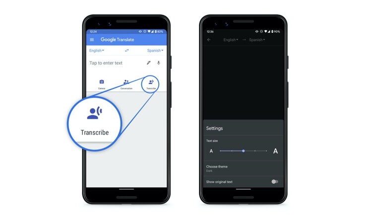 Das Feature lässt sich über einen Button direkt am Homescreen aktivieren, die Schriftgröße kann auf Wunsch angepasst werden. (Bild: Google)