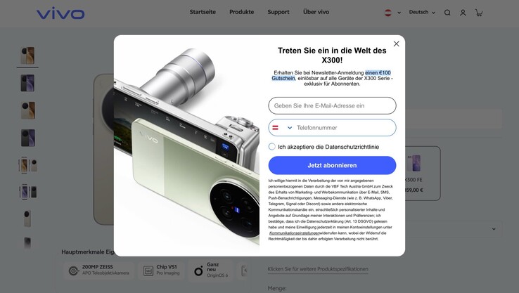 Vivo gewährt aktuell 100 Euro Rabatt bei Newsletter-Anmeldung.