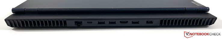 Rückseite: Gigabit-Ethernet, USB-C 3.2 Gen.2 (Power Delivery, DisplayPort 1.4), 2x USB-A 3.2 Gen.1, HDMI 2.1, USB-A 3.2 Gen.1, Netzteil (SlimTip)