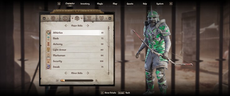 Die Benutzeroberfläche wurde optisch ordentlich aufpoliert. (Bildquelle: The Elder Scrolls IV: Oblivion Remastered)