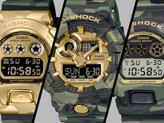 Casio soll im Juni vier neue Uhren im „Camo and Gold“-Design auf den Markt bringen. Die GA-V01CMG-3A ist auf dem Bild nicht zu sehen.