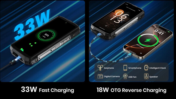 Der Akku ist groß, das Smartphone lässt sich als Powerbank nutzen (Bildquelle: Fossibot)