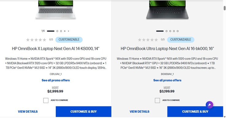 Preise für HP-Laptops mit Nvidia RTX Spark und 18-Core-CPU