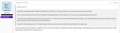 Jason Schreiers Forenbeitrag zum möglichen PlayStation-PC-Launcher.