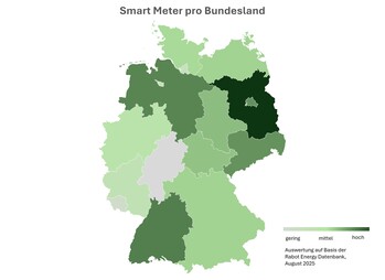 Diese Karte zeigt, in welchen Bundesländern der Smart-Meter-Rollout besonders weit vorangeschritten ist. (Bildquelle: Rabot Charge)