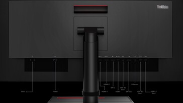 Die Anschlüsse des ThinkVision P34w-20 an der Unterseite (Bild: Lenovo)