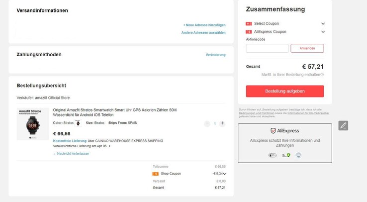 Der Endpreis erfordert die Aktivierung eines Gutscheins