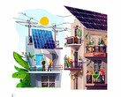 Balkonkraftwerke, Solarmodule, Batteriespeicher und vieles mehr mit kostenlosen Versand (Bild: Bing AI / Dall-E)