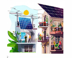 Balkonkraftwerke, Solarmodule, Batteriespeicher und vieles mehr mit kostenlosen Versand (Bild: Bing AI / Dall-E)