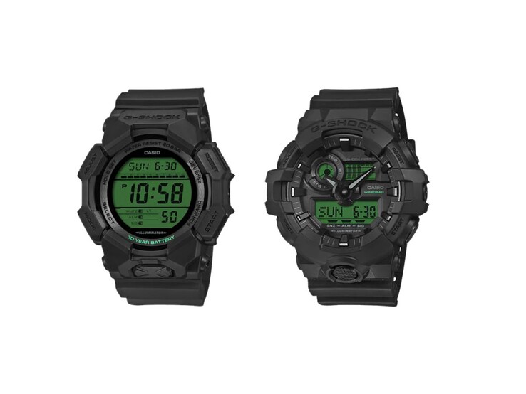 Von links nach rechts: die Casio G-Shock-Uhren GD-010BEG-1 und GA-700BEG-1A