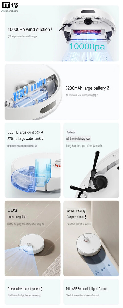 Die Spezifikationen des Xiaomi Mijia Robot Vacuum 4 (maschinell übersetzt)