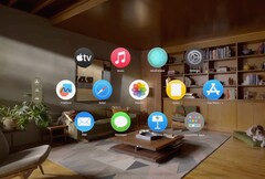 Der Homescreen von visionOS stellt eine App-Auswahl dar. (Bild: Apple)