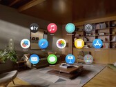 Der Homescreen von visionOS stellt eine App-Auswahl dar. (Bild: Apple)