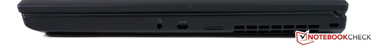 Rechts: 3,5-mm-Audio, USB-C 3.1 Gen1 (Power Delivery & DisplayPort), Tray für Nano-SIM, Steckplatz für Kensington Lock