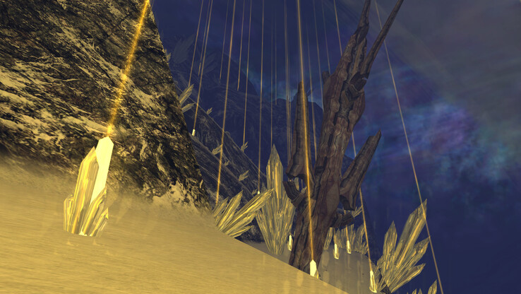 Die Bloom-Effekte dieser Kristalle in Xenoblade Chronicles erzeugen sichtbare Artefakte