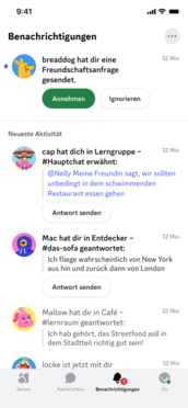 Der neue Benachrichtigungen-Reiter der App (Bild: Discord)