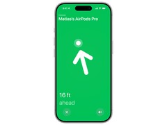 Precision Suchfunktion zum Auffinden der AirPods Pro. (Bildquelle: Apple)