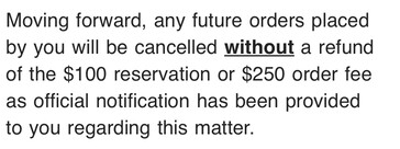 Tesla teilte einem Cybertruck-Besitzer, der seinen E-Pickup weiterverkaufen wollte, mit, dass zukünftige Reservierungen ohne Rückerstattung storniert würden (Bild: Cybertruck Owners Club)