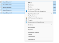 PowerRename wird über das Kontextmenü aufgerufen.