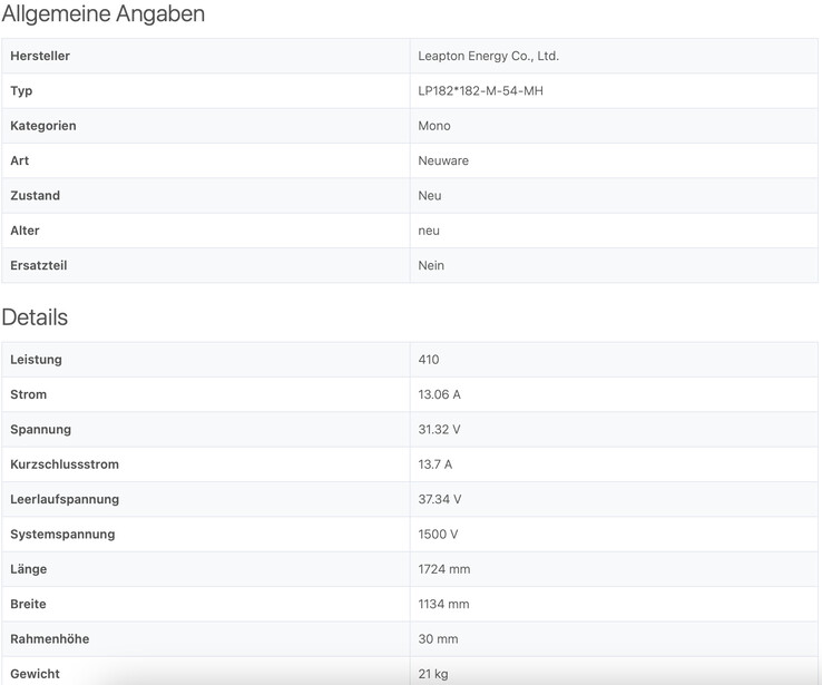 Datenblatt: Secondsol
