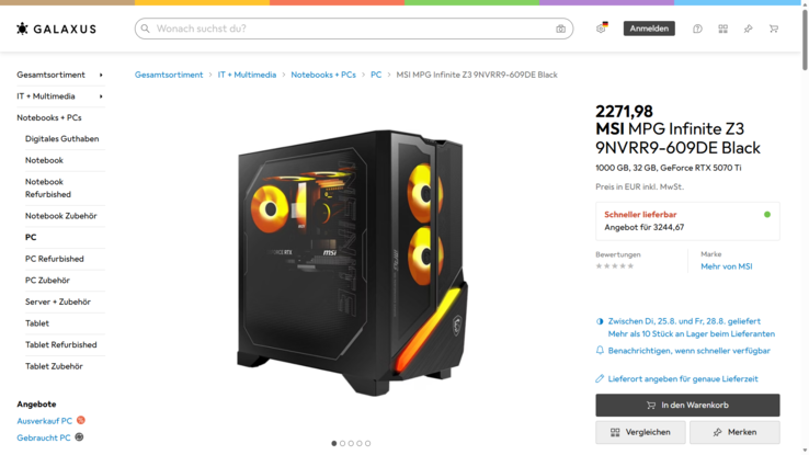 MSI MPG Infinite Z3 9NVRR9-609DE für 2.271,98 Euro.