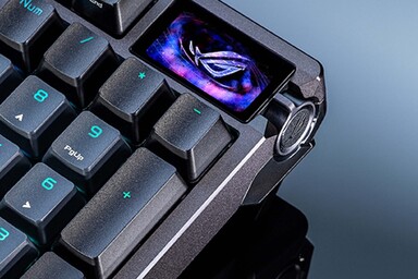 Der Regler neben der Tastatur kann nach oben und unten bewegt und eingedrückt zudem kann der Knopf von rechts eingedrückt werden (Bildquelle: Asus)