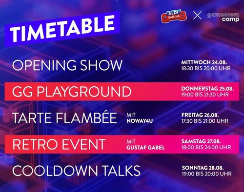 Aldi auf der Gamescom 2022: Timetable