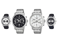 Von links nach rechts: Casio BMS-500L-7A, BMS-500D-1A, BMS-500D-7A und BMS-500L-1A