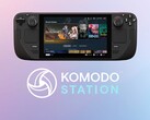 Steam Deck mit Komodo Station Logo