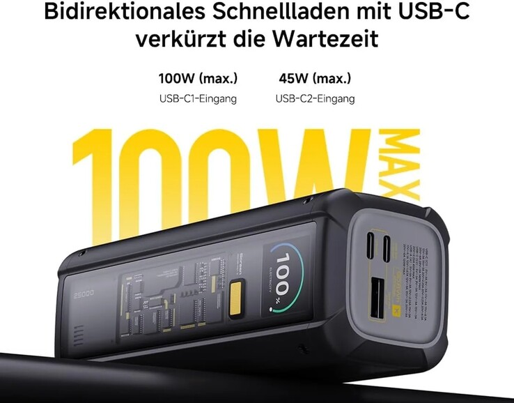 Die Xiaomi-Powerbank selbst unterstützt bidirektionales Fast-Charging mit bis zu 100 Watt am primären USB-C-Port