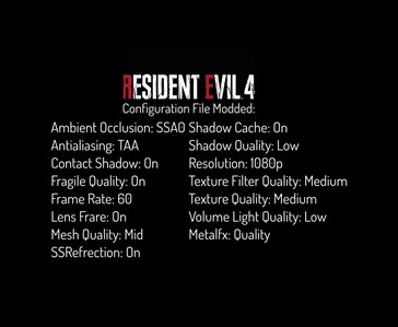 Grafikeinstellungen von Resident Evil 4, die für den Gaming-Test mit dem iPhone 18 Pro Max und iPhone 17 Pro Max verwendet wurden.